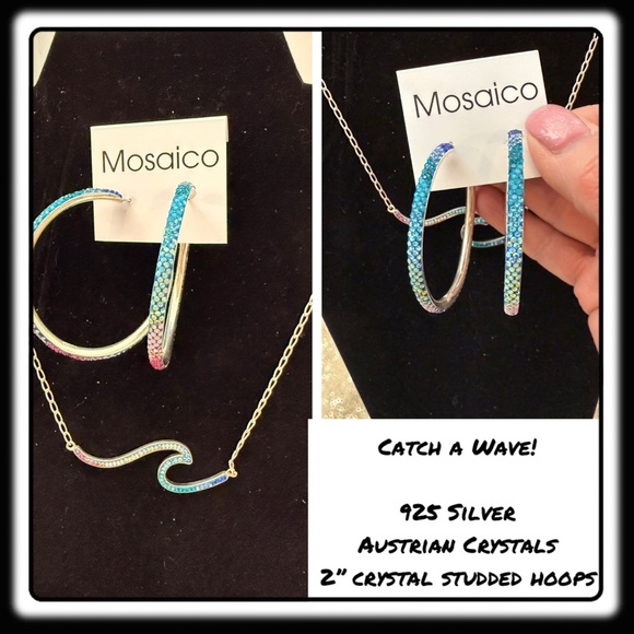 NWT Mosaico Austrian Crystal OCEAN WAVE necklace & earrings 💕💕 new line! 💕💕 - Picture 1 of 11
